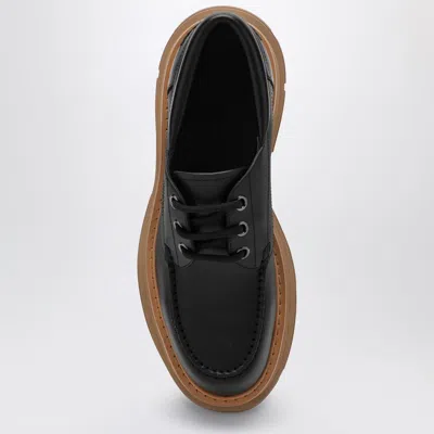 Alexander Mcqueen Leather Lace-up Shoes With Chunky Sole In Black