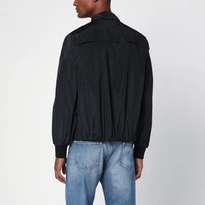 Alexander Mcqueen Black Bomber Jacket With Ghostwash Print In Cotton Denim Man In Black