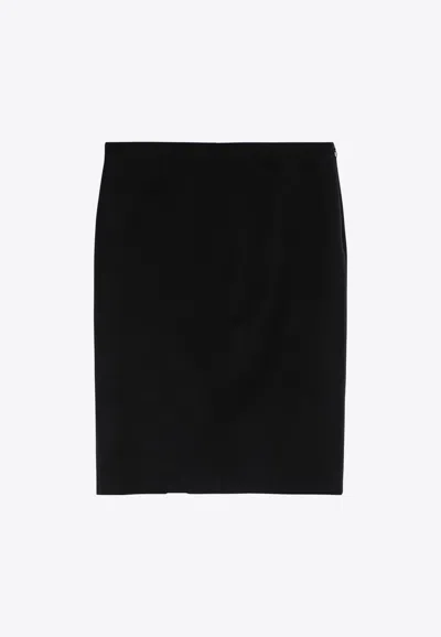 Givenchy Black Wool Skirt With Metal Button 4g In Black