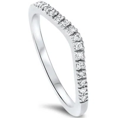 Pompeii3 1/8ct Curved Diamond Wedding Ring 950 Platinum In Silver