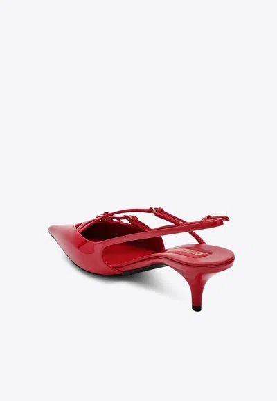 Miu Miu Miumiu Women Patent Leather Slingbacks With Buckles In Red
