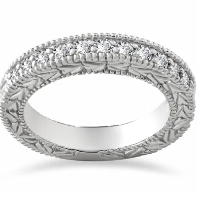 Pompeii3 1/4ct Lab Grown Diamond Vintage Wedding Ring 14k White Gold In Multi