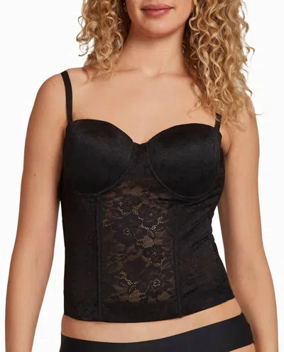 Nicole Miller Power Mesh Lace Bustier Top In Multi