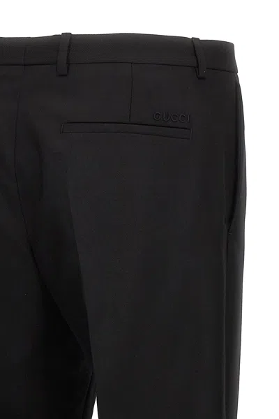 Gucci Logo-patch Tailored Trousers In Black