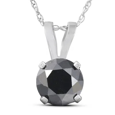 POMPEII3 1 CT BLACK DIAMOND SOLITAIRE PENDANT-NECKLACE IN WHITE GOLD ON AN 18" CHAIN 