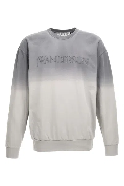 Jw Anderson Gray Embroidered-logo Gradient Sweatshirt In Gray