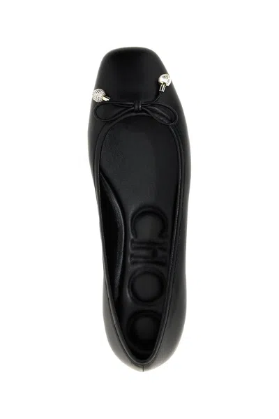 Jimmy Choo Ballet Shoes With Round Head And Flat Soles In Black