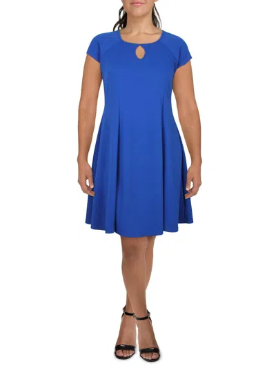 24seven Comfort Apparel Plus Womens Keyhole Neck Above Knee Wear To Work Dress In Blue