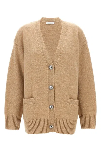 Rabanne Logo Button Cardigan In Cream