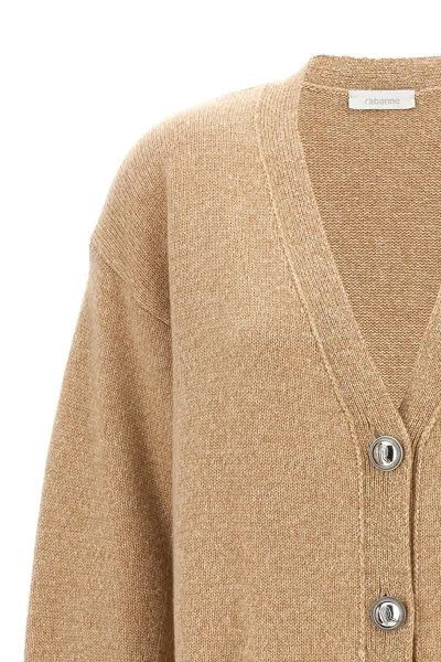 Rabanne Logo Button Cardigan In Cream