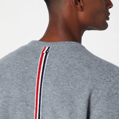 Shop Thom Browne Grey Wool Sweater With Tricolour Detail Men In Gray