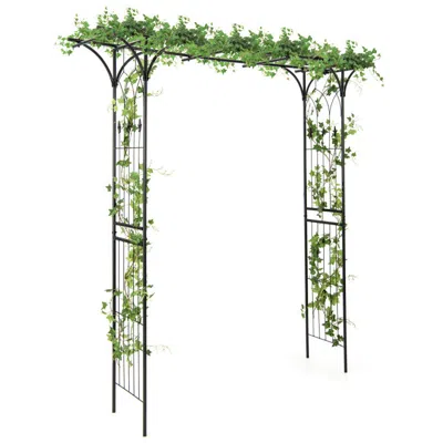 Hivvago 81 Inch Garden Arbor Metal Archway For Climbing Plants-black