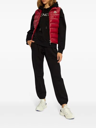 Moncler Logo-embroidered Drawstring Hoodie In Black