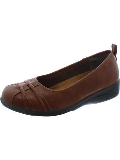 EASY STREET HALEY WOMENS FAUX LEATHER SLIP ON FLATS SHOES 