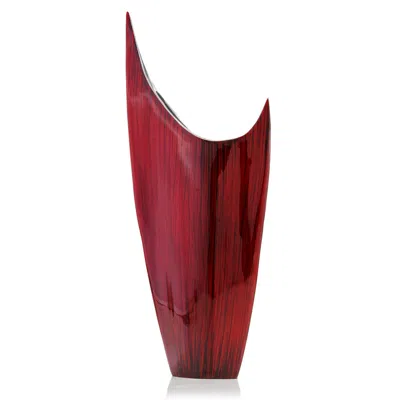 Homezia 18" Red Aluminum Contemporary Pointed Table Vase
