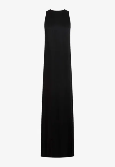 Shop Saint Laurent Back-tie Satin Crepe Maxi Dress In Black