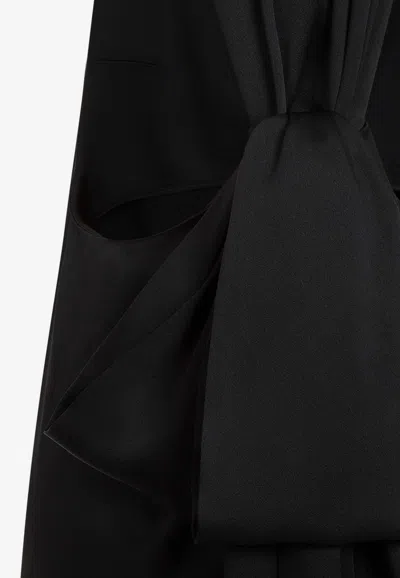 Shop Saint Laurent Back-tie Satin Crepe Maxi Dress In Black