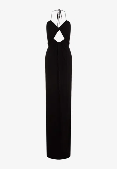 Saint Laurent Backless Halter Dress In Black