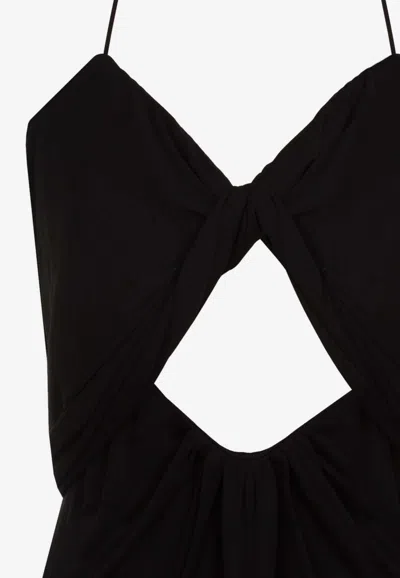 Saint Laurent Backless Halter Dress In Black