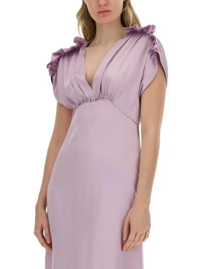 Shop Victoria Beckham V-neck Dress In Lilac