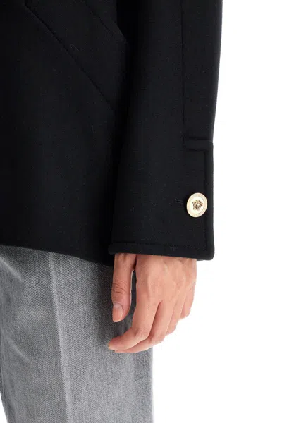 Versace Double-breasted Cocoon In Black