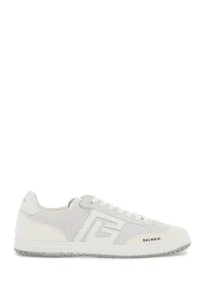 Balmain Swan Sneakers In Suede And Smooth Calfskin In Bianco