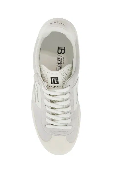 Balmain Swan Sneakers In Suede And Smooth Calfskin In Bianco