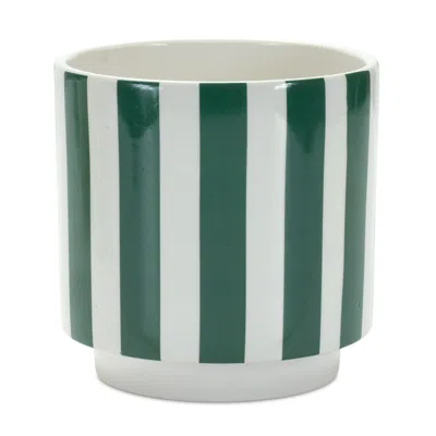 Homezia Green Set Of Two Dolomite 4.4329 Ounce Round Pot Planter