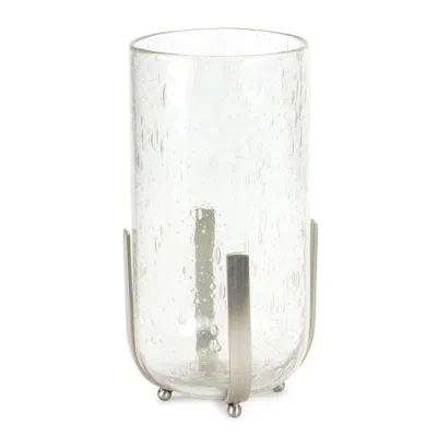 Homezia 6" Silver Flameless Tabletop Hurricane Candle Holder