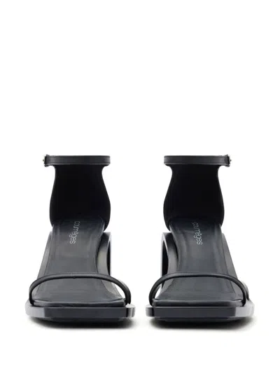 Courrèges Sandals With 85mm Heel And Rubber Sole In Black