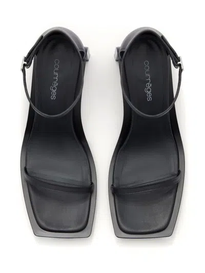Courrèges Sandals With 85mm Heel And Rubber Sole In Black