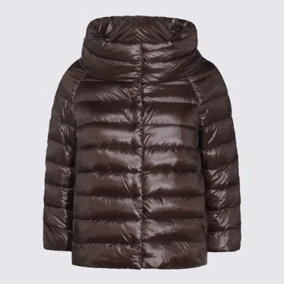 Herno Aminta Quilted Glossed Shell Jacket In Brown