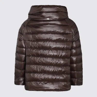 Herno Aminta Quilted Glossed Shell Jacket In Brown
