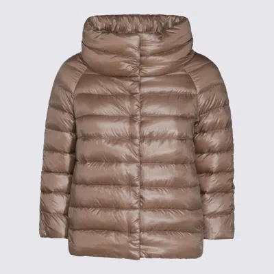 Herno Quilted Padded Jacket With Logo In Dove Grey