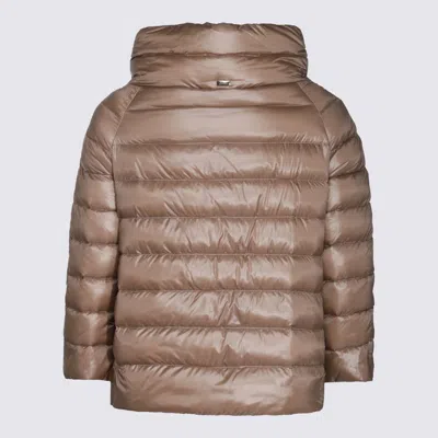 Herno Quilted Padded Jacket With Logo In Dove Grey