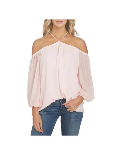 1.state Off The Shoulder Sheer Chiffon Blouse In Multi