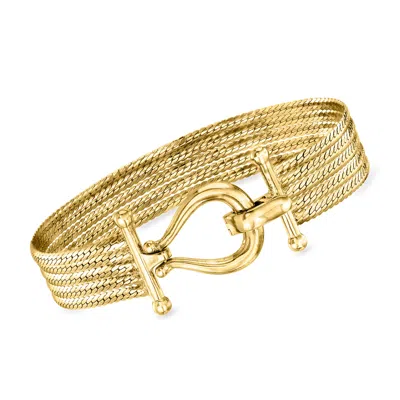 Ross-simons 18kt Gold Over Sterling Multi-strand Cuban-link Bracelet In Gold