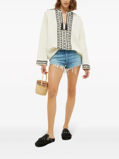 Alanui Raffia Bucket Bag Featuring Paisley Motif