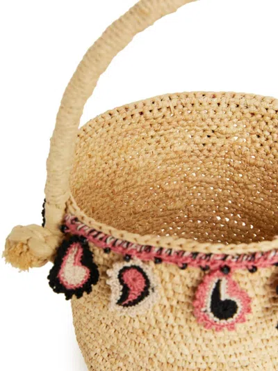 Alanui Raffia Bucket Bag Featuring Paisley Motif