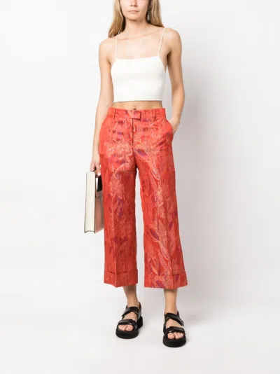 Alberto Biani Cropped Jacquard-pattern Trousers