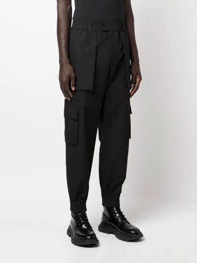 Alexander Mcqueen Cotton Cargo Trousers In Black