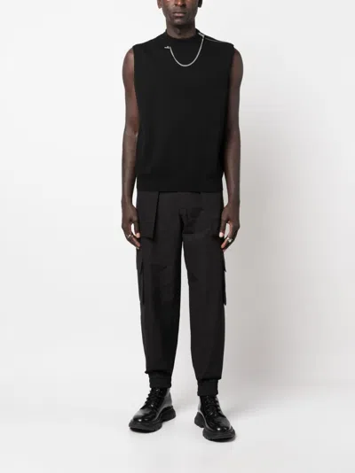 Alexander Mcqueen Cotton Cargo Trousers In Black