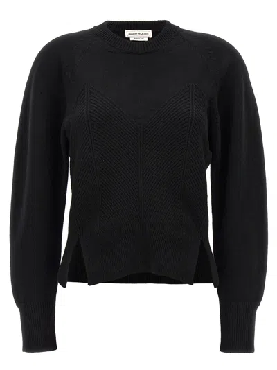 Alexander Mcqueen Chevron Corset Sweater In Wool