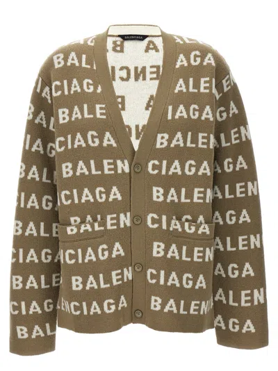 Shop Balenciaga All Over Logo Cardigan