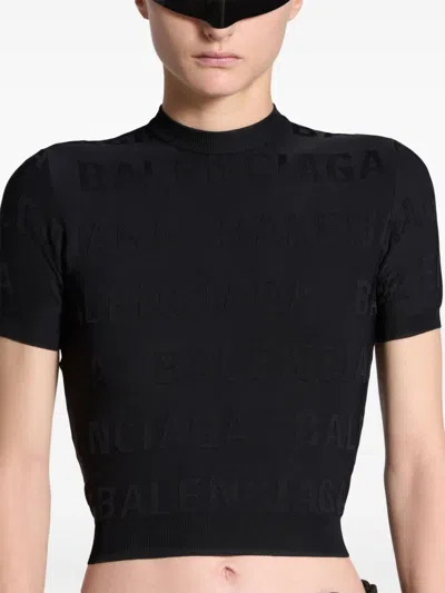 Balenciaga Logo-embroidered Cropped Top