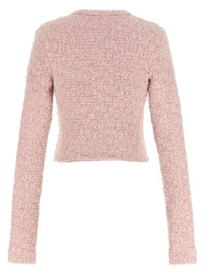 Balenciaga Cropped Tweed Cardigan Sweaters And Cardigans Pink