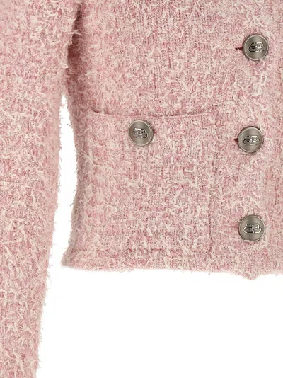 Balenciaga Cropped Tweed Cardigan Sweaters And Cardigans Pink