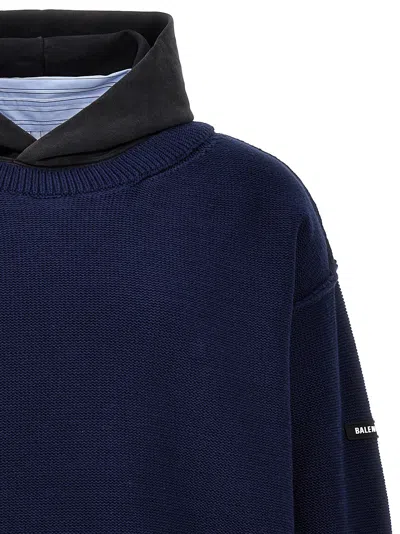 Balenciaga Layered Sweater In Blue