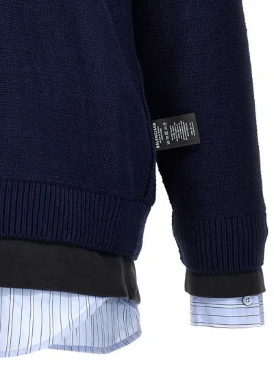 Balenciaga Layered Sweater In Blue