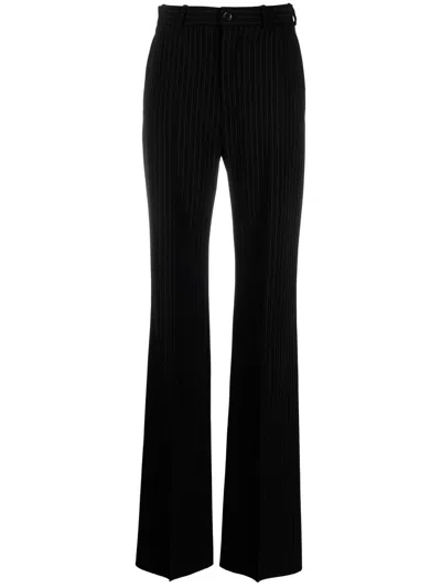 Balenciaga Women Flared Trousers In Black Flowing Viscose